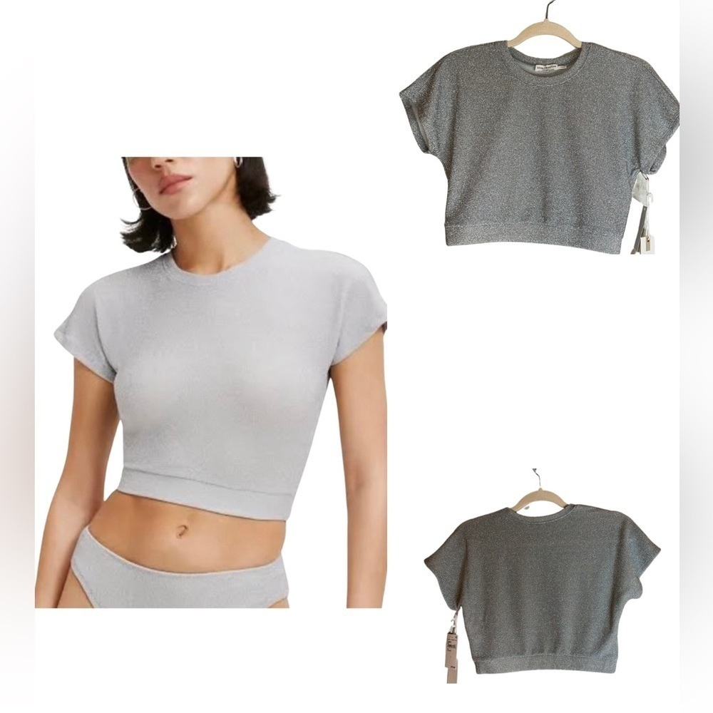 GOOD American Metallic Silver Crop Top NWT SOLDOUT ONLINE